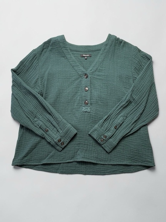 Madewell Tops - Madewell Lightspun Evert Cotton Gauze Top in Midnight Green • Size Medium
